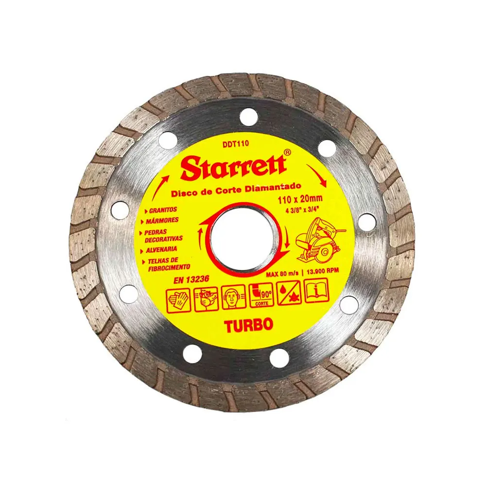 Disco Diamantado de Corte Turno, Diâmentro Externo 110mm e Furo 20mm