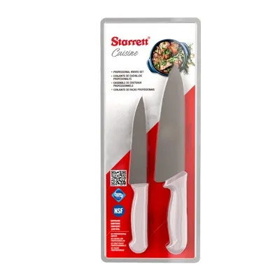 Kit de Cozinha Starrett® com 2 Facas e Cabo Branco - BKK-2W