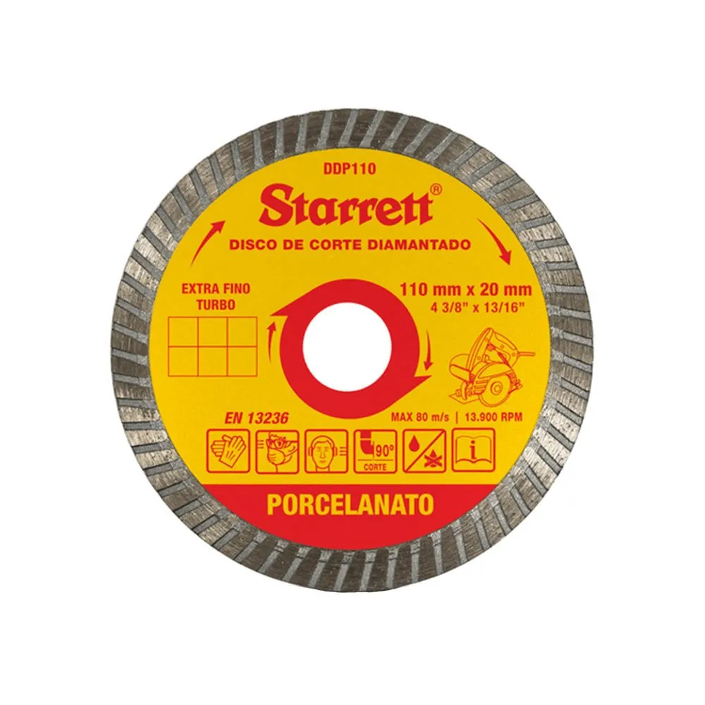 Disco Diamantado de Corte Porcelanato, Diâmentro Externo 110mm e Furo 20mm